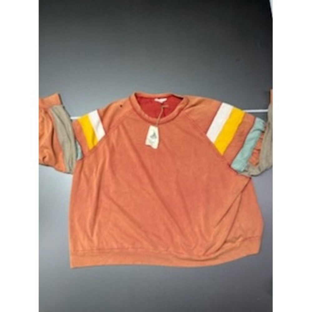 Easel Los Angeles Colorblock Sweatshirt Rust Orange Plus Size 1X NWT Pinhole
